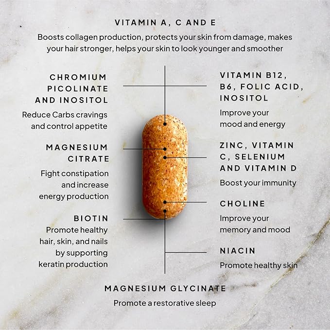 Vegan Multivitamins for Women - Once Daily - 28 Nutrients - Boost Energy, Sleep, Hair, Skin, Nails & Reduce Cravings - Keto, Vegan, Gluten Free, USA, 2-Months Supply