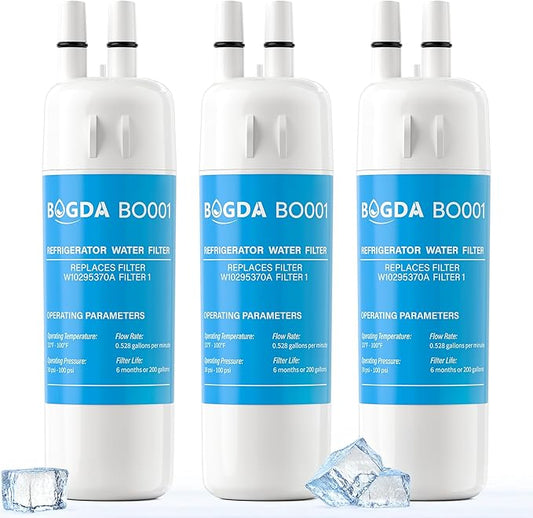 BOGDA W10295370A Water Filter Replacement Compatible with Whirlpool, Kenmore, and Maytag Replaces EDR1RXD1, WHR1RXD1, Filter 1, KAD1RXD1, P8RFWB2L, P8WB2L, P4RFWB, P5WB2L, 46-9081, 9930, 3 Packs