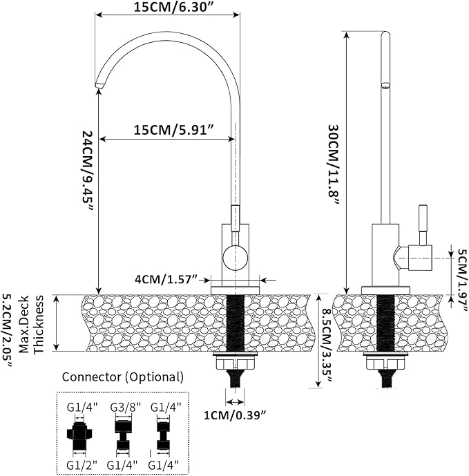 Drinking Water Faucet Ro Sink Filter Faucet for Kitchen Reverse Osmosis System, Lead-Free Stainless Steel Brushed Nickel