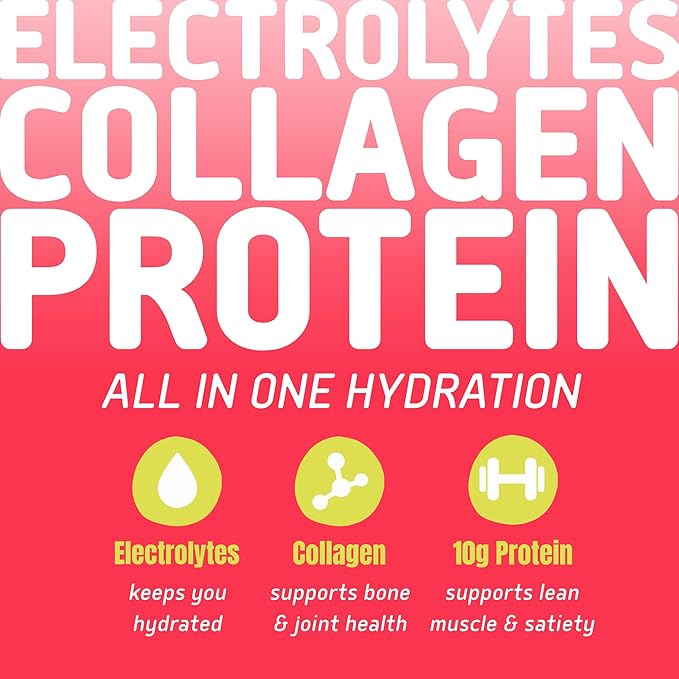Electrolyte Powder Packets, Protein Powder with 10g Protein & Collagen | Hydration Packets - Zero Sugar, NO Fillers, NO Carbs | Cherry Passionfruit | 45 Calories | Keto & Paleo | Pack of 15