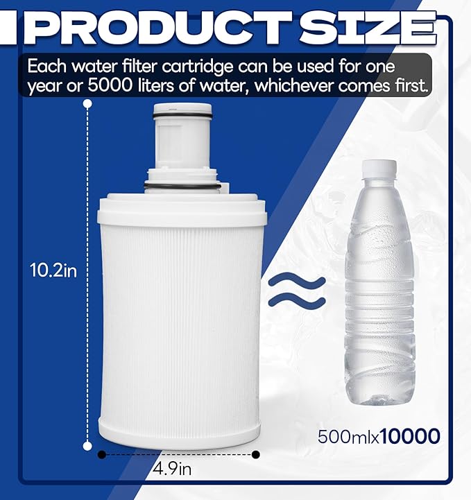 100186 Water Filter Cartridge for Amway Espring Filter, 3-in-1 Water Filter Replacement Part, 6 Levels Filtration for Removing Odors Heavy Metal Residual Chlorine in Water