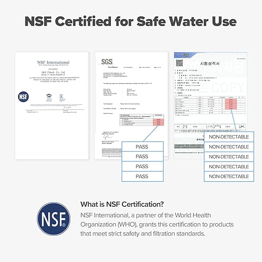 Water Filter for Sink Faucet, Double-Step Filtration, Vitamin C Gel, NSF Certified, Snowflake Holes - Removes Impurities, Chlorine and Rust - Skin Hydration, Made in Korea, Olive Green