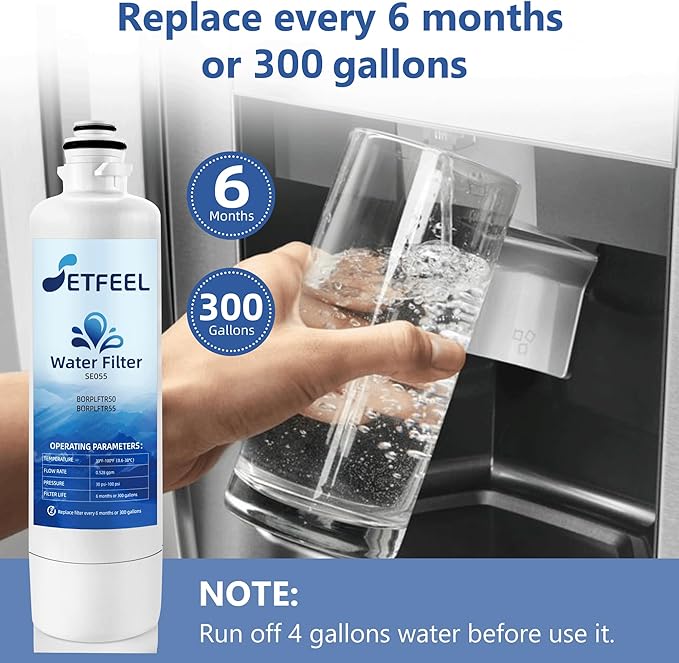 11032531 Refrigerator Water Filter Replacement For Bosch Ultra-Clarity Pro BORPLFTR50 BORPLFTR55 12033030, Fit Thermador B36CD50SNS B36CT80SNS Ra450022, Replfltr55, 3 Pack