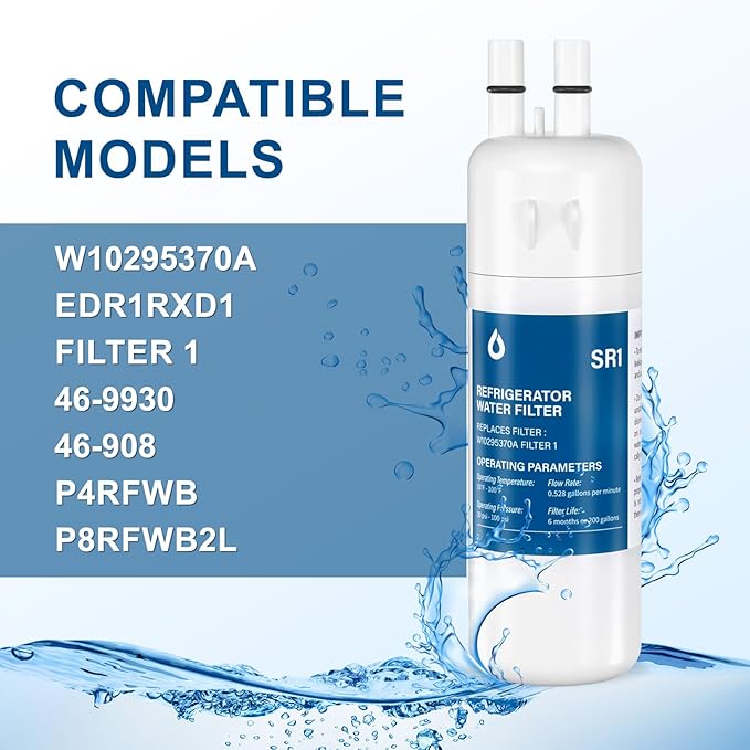 Water Filter Replacement (3 Packs) Compatible with W10295370A, EDR1RXD1, Filter 1, W10295370, P4RFWB, P8RFWB2L, 46-9930, 46-9081