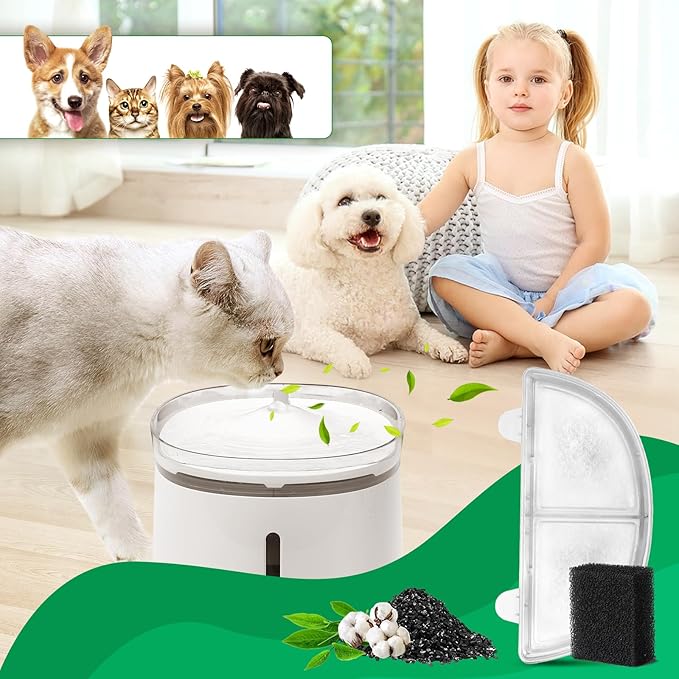 3 Pack Replacement Filters for WF20/CF20 Wireless Pump Cat Water Fountain, ZEKIRY Cat Water Fountain Filters, Triple Action Pet Fountain Filter Replacement