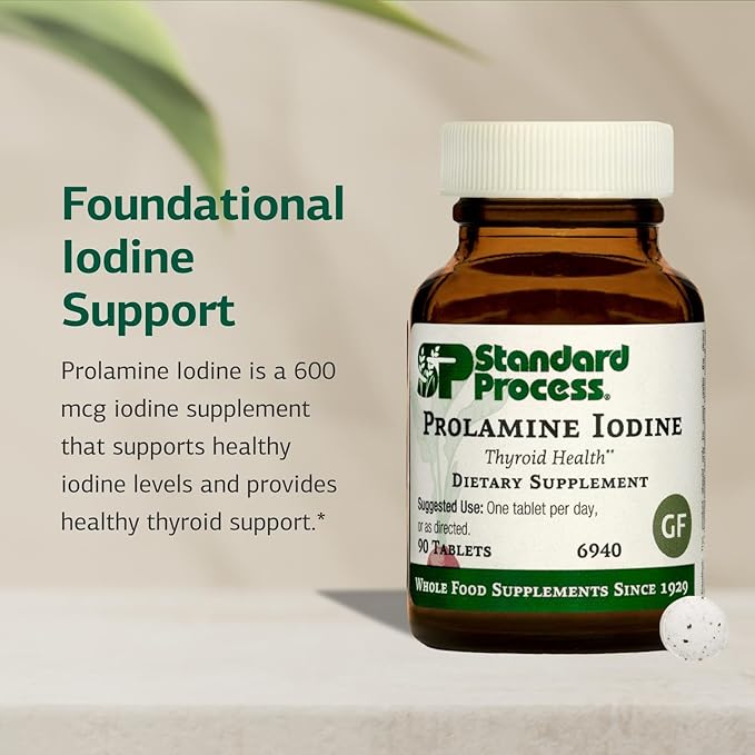 Standard Process Inc. Prolamine Iodine - Thyroid Support with Calcium Lactate, Iodine, Calcium & Magnesium Citrate - 90 Tablets