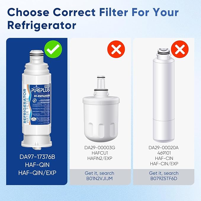 PUREPLUS DA97-17376B NSF 53&42 Certified Water Filter Replacement for Samsung HAF-QIN, HAF-QIN/EXP, DA97-08006C, RF23M8070SG, RF23M8070SR, RF23M8090SG, RF23M8090SR, RF23M8570SR Refrigerator, 2Pack