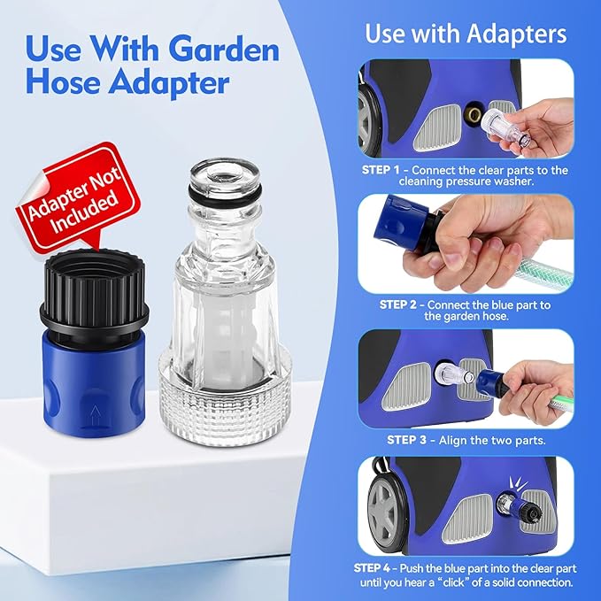 5Pcs Pressure Washer Water Inlet Filter Replacement, 3/4" Thread Quick Connector Car Washing Machine Water Filters for PW909103K Garden Hose Adapter