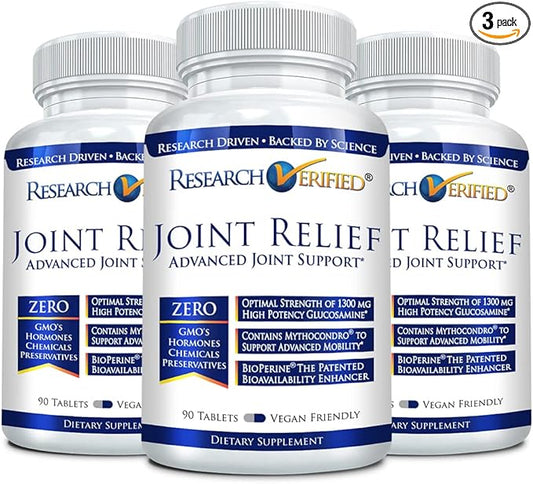 Research Verified Joint Support - Glucosamine, MSM, Turmeric, Boswellia, BioPerine - Vegan - 270 Capsules - 3 Month Supply