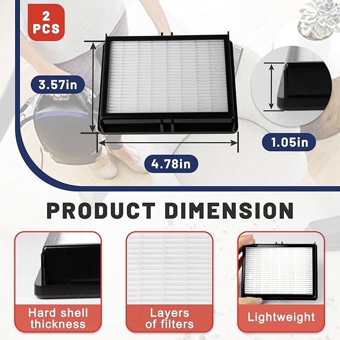 2 Pcs HF1000 HEPA Filters Compatible with Oreck Buster BB1000 Vacuum, Replacement Parts for BB1100, CC1600 Series