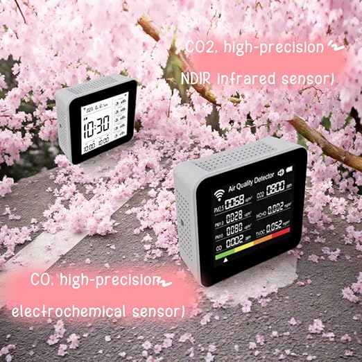 Generic 20 in 1 Tuya WiFi Air Quality Monitor CO₂ CO TVOC HCHO PM2.5 PM1.0 PM10 & smart weather station wireless Temperature Humidity, White, ZN-2CO18