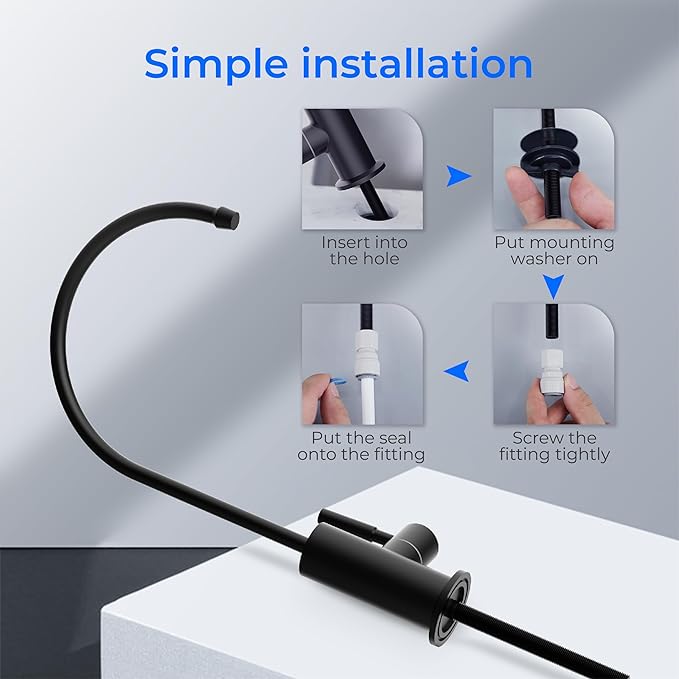 Waterdrop Filtered Water Faucet for Kitchen Sink, Reverse Osmosis, Stainless Steel, Black