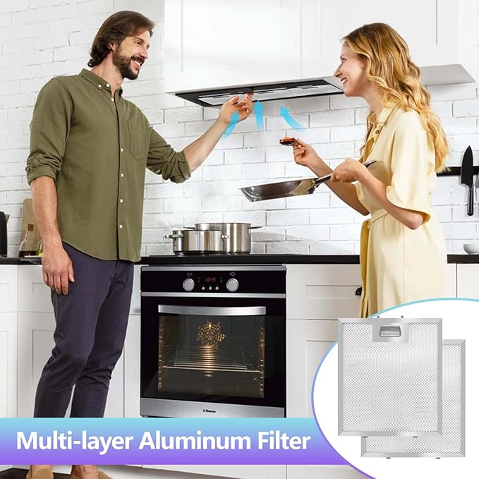 2 Pack-S97018029 Range Hood Filter Replacement, Upgraded Stainless steel frame and Locking clips,5-Layer Aluminum Mesh Hood Vent Grease Filter for Broan B5 Series, Alternative 1932913, 9"x10.25"x0.35"