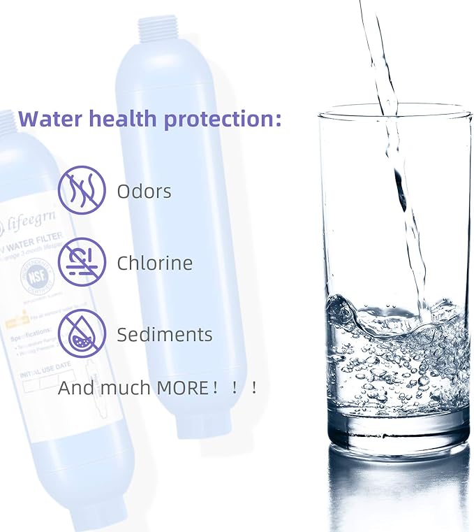 lifeegrn RV Water Filter with Hose Protector, Inline Water Filter, Reduces Bad Taste, Odors, Chlorine and Sediment in Drinking Water, Blue(2 Packs)