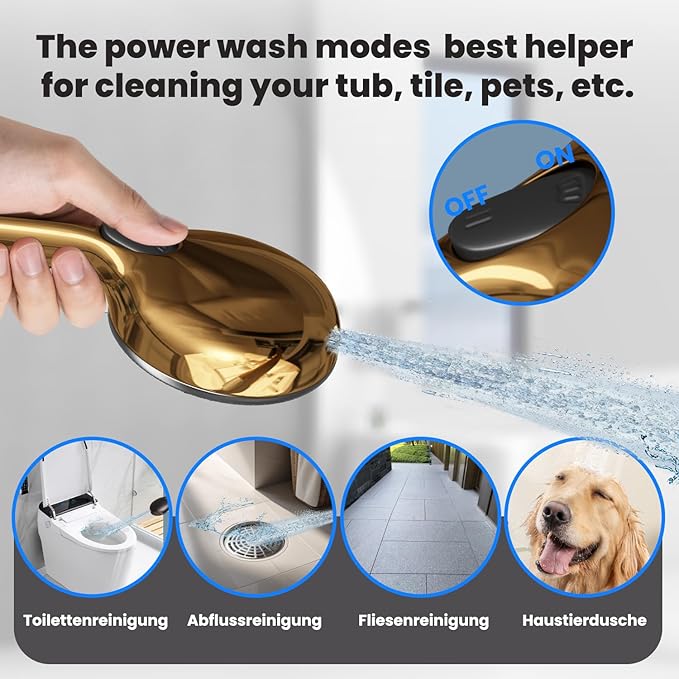 Filtered Shower Head with Handheld,7 Spray Settings High Pressure Showerhead Built in Power Wash to Clean Tub, Tile & Pet, Showerhead with Filters for Hard Water - Remove Chlorine, (gold)