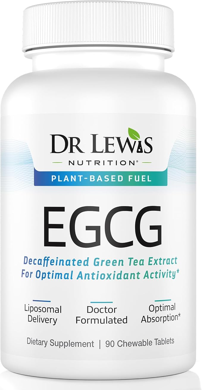 EGCG Green Tea Supplement - Liposomal Decaffeinated Extract for Cognitive, Heart, and Immune Support - Vegan, Gluten-Free, Non-GMO Formula for Optimal Absorption - 90 Tablets