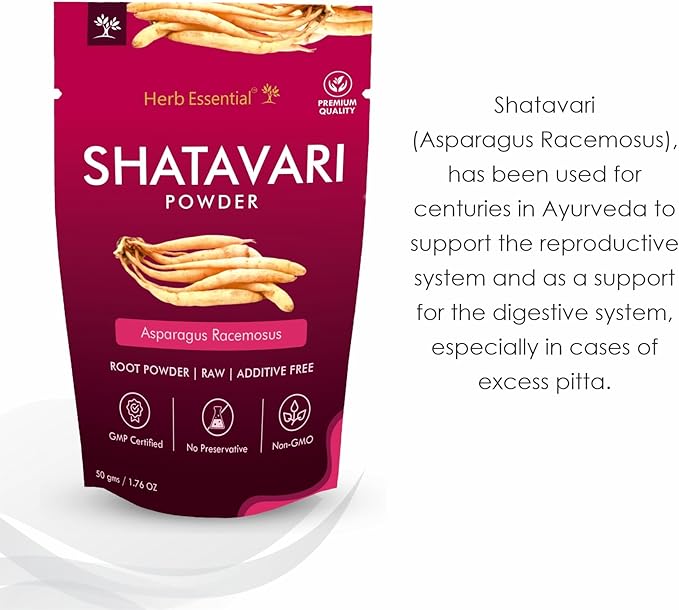 100% Natural Shatavari Powder 1.76 Ounce, Asparagus Racemosus, Pure Herbal Powder for Daily Use, Vegan, No Preservatives - 50g (Pack of 2)