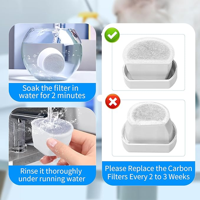 24Packs Pet Water Fountain Filters,12pcs Replacement Carbon Filter for PetSafe Drinkwell Fountains &12pcs Replacement Foam Filters for Pet Safe Pump