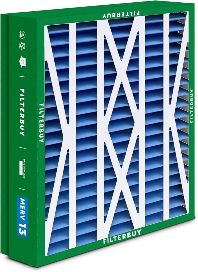 Filterbuy 21x23.5x5 Air Filter MERV 13 Optimal Defense (1-Pack), Pleated HVAC AC Furnace Air Filters Replacement for Trane Perfect Fit & American Standard (Actual Size: 20.00 x 23.09 x 4.97 Inches)