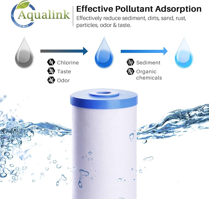 PP10BB-CC 5 Micron 10" x 4.5" Whole House Sediment Activated Carbon Water Filter Replacement for GE FXHTC, GXWH40L, GXWH35F, GNWH38S, RFC-BBSA, W50PEHD, DuPont WFHD13001