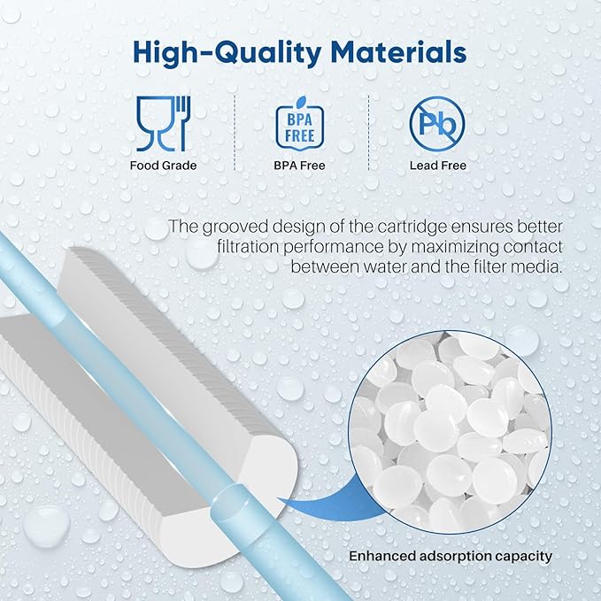 PUREPLUS 5 Micron 10" x 2.5" Whole House Sediment Home Water Filter, Grooved Sediment Replacement Cartridge for Any 10 inch RO Unit,AO-WH-PREV-R2, Aqua-Pure AP110, Aquaboon AB-SGR5M, GE GXWH20S, 2Pack