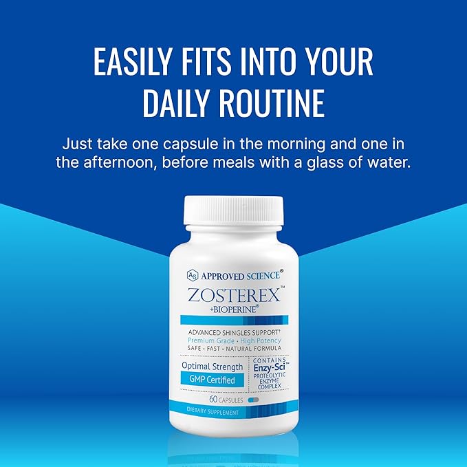 Approved Science Zosterex - Immune Support - L-Lysine 1000 mg, Vitamin B Blend, Mushroom Blend - 60 Capsules