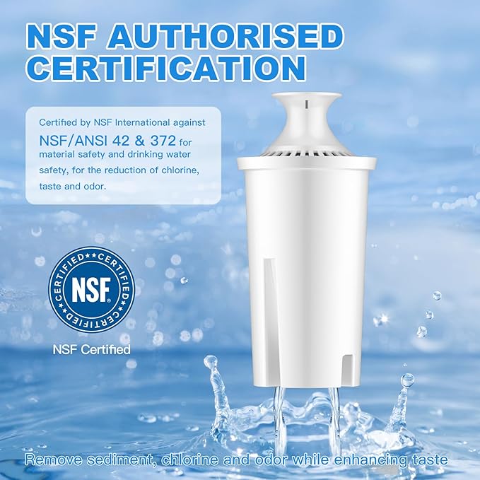 Water Fiter Replacement Fit for Brita Water Filter & Pitchers, Water Pitcher Filter Compatible with Brita Classic, Mavea, Ob03, 107007 35557, Reduce Chlorine and Heavy Metals (6)