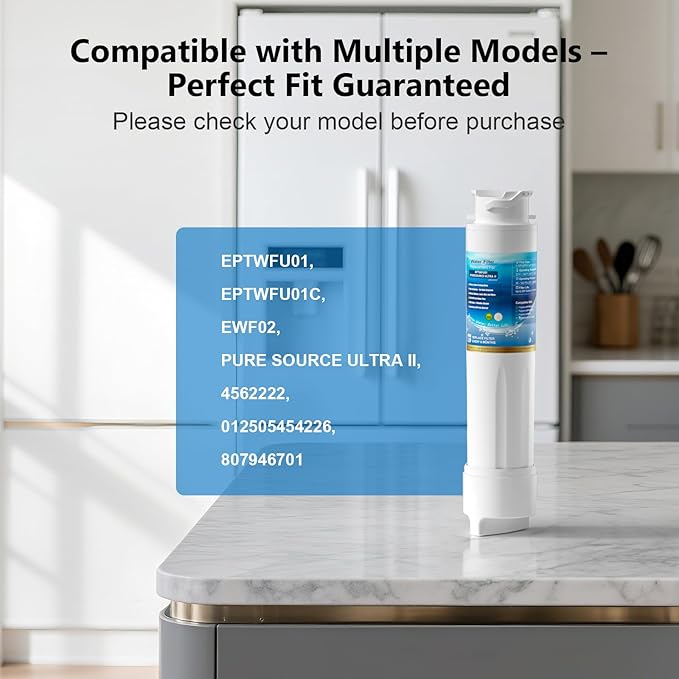 Water Filter Replacement, Compatible with EPTWFU01 and Pure Source Ultra II, EWF02, EPTWFU01C, 4562222, 012505454226, 807946701, Advanced Filtration Technology, Long Life Span, 3 Pack