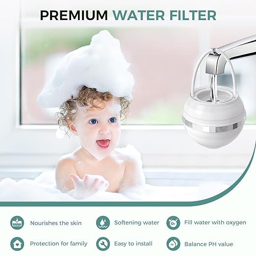 Bath Filter for Tub - 8 Stages Bath Water Filter for Tub Faucet, Hard Water Softener to Remove contaminants, Chlorineand Fluoride, 2,500 Gallons of Filtration, BPA Free (White)