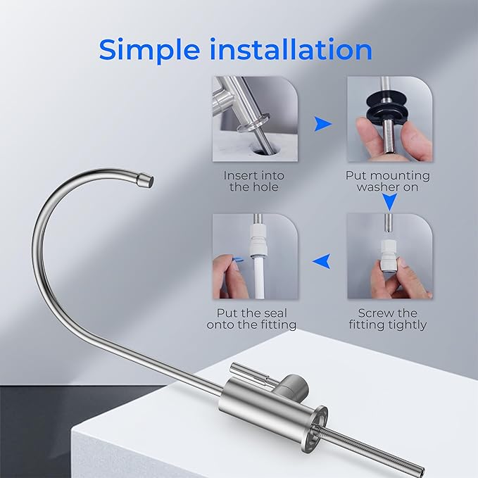 Waterdrop Filtered Water Faucet, Drinking Water Faucet, Reverse Osmosis Faucet, RO Faucet, RO Water Faucet, Water Filter Faucet for Kitchen Sink, Water Dispenser Faucet, Stainless Steel, Lead-Free