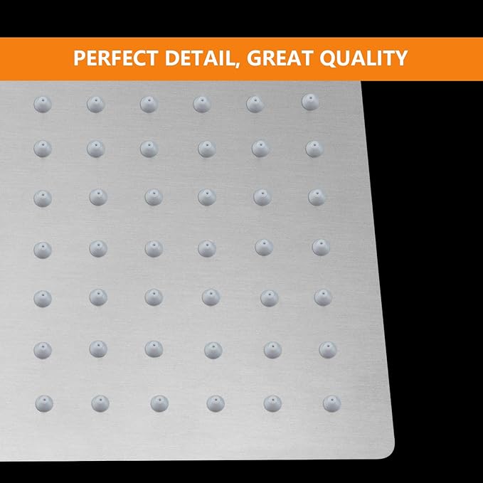 HarJue Shower Head with Extension Arm, High Pressure Square with ShowerArm, Stainless Steel Rainfall-Waterfall Full Body Coverage (12'' Shower with 16'' Arm, Brushed Nickel)