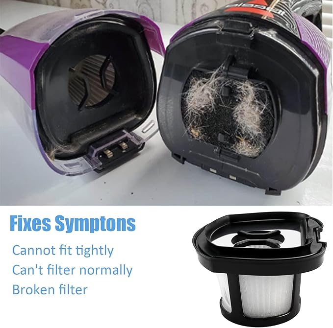 4 Pack Handheld Vacuum Filter for Bissell Pet Hair Eraser Lithium Ion Hand Vacuum filter Replacement 2390 2390A 2389 2579 2284W Replaces 1614203 1614212 1614204 with 1 Little Brush