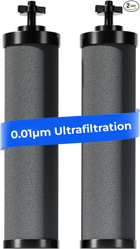 [New Upgraded Ultrafiltration] Waterdrop Black Water Filter, Replacement for Berkey® BB9-2® Black Purification Elements, Berkey® Gravity Water Filter System, 2 Pack