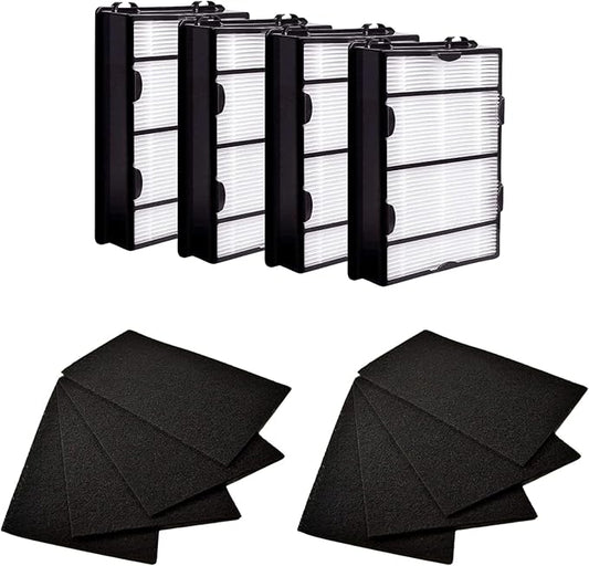 Nispira True HEPA Filter (4) + Carbon Pre Filter Replacement (8) Compatible with Holmes Air Purifier HAPF600 HAPF600D HAPF600D-U2 Filter B