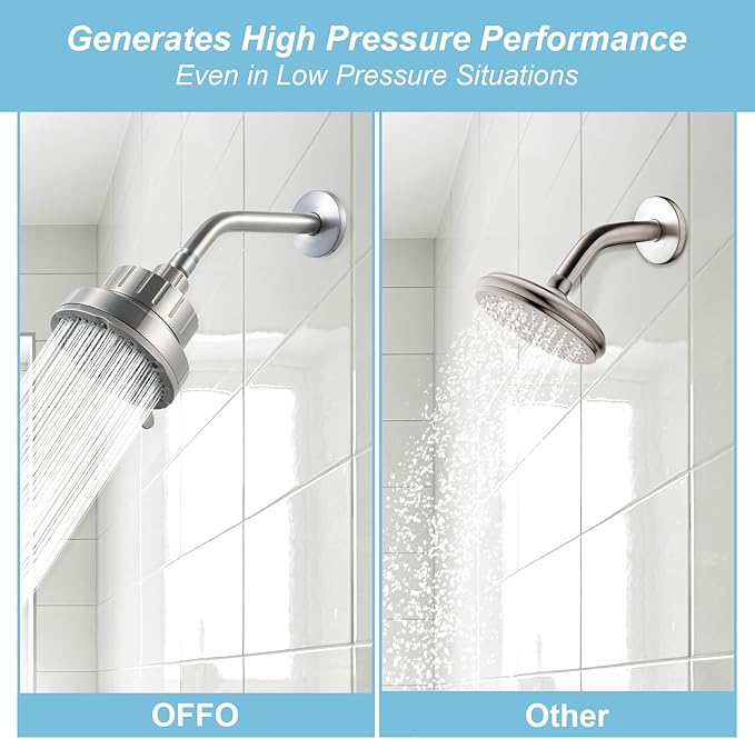 OFFO Filtered Shower Head, 20 Stage Shower Filter Head for Hard Water with Pause Mode, 9 Modes High Pressure Shower Head with Filter for Remove Chlorine and Harmful, Brushed Nickel