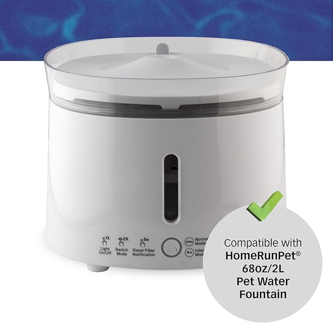 PET STANDARD Replacement Water Filter & 3 Pack Replacement Pre-Filter Sponges Compatible With HomeRunPet® 68oz/2L Wireless Pumps Pet Water Fountain WF20/CF20, Pack of 6