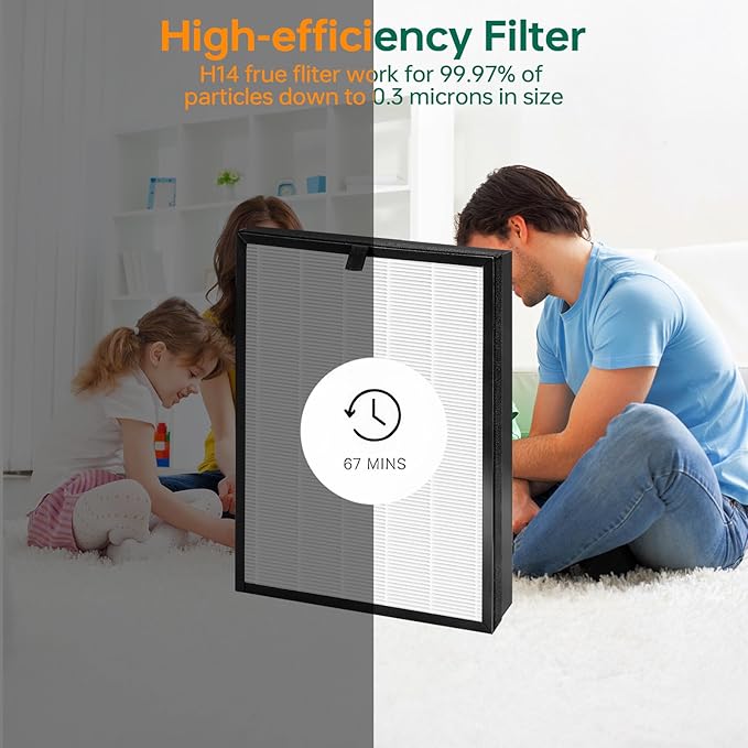 2 Pack 400 True14 Replacement Filter for Puroair 400 Replacement Filter, 3-in-1 High-Efficiency Filtration Activated carbon