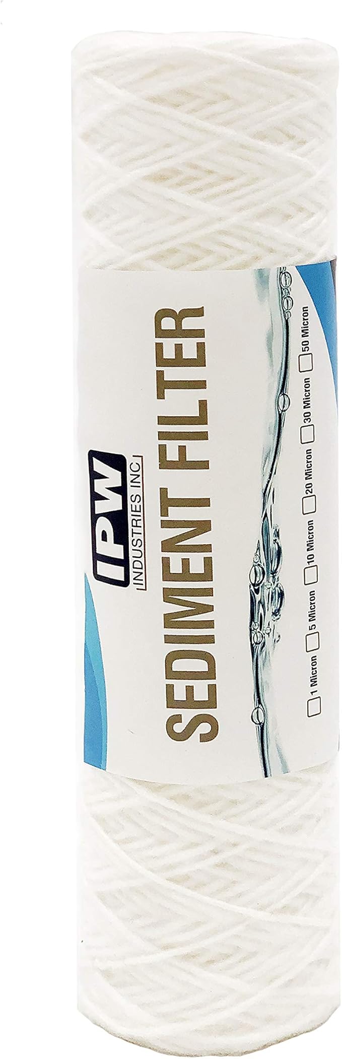 IPW Industries Inc., 30 Micron String Wound for Whole House Water Filter Replacement Cartridge, Sediment Filters for Well Water, 10" x 2.5" - 6 Pack