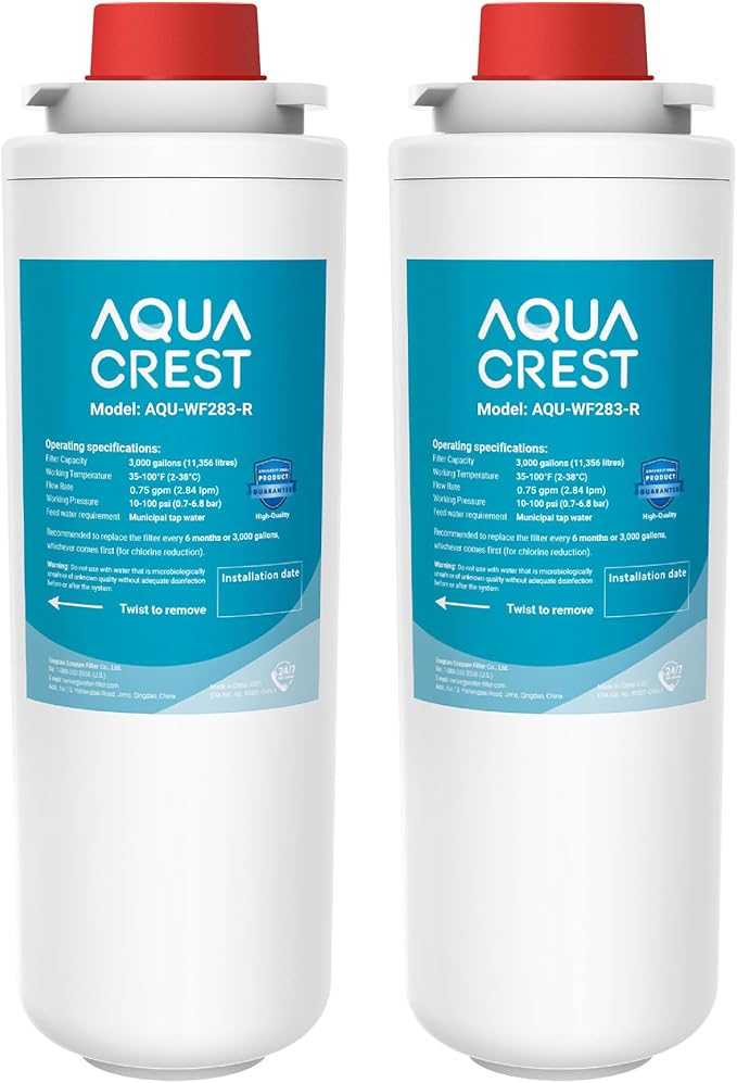 [WITH CHIP] AQUA CREST WF283-R Replacement for Elkay® 51300C, Compatible with Elkay® ezH20® and Halsey Taylor® Bottle Filling Stations, NSF/ANSI 42, Reduces Chlorine, Bad Taste & Odor, 2 Pack