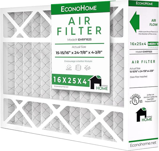 EconoHome 16x25x4 AC Furnace Pleated Air Filter MERV 11 Replacement – Allergen Defense, 1 Pack, Fits Lennox (X6670), Honeywell (FC100A1029) filters. (Actual size: 15.94 x 24.86 x 4.36 Inches)