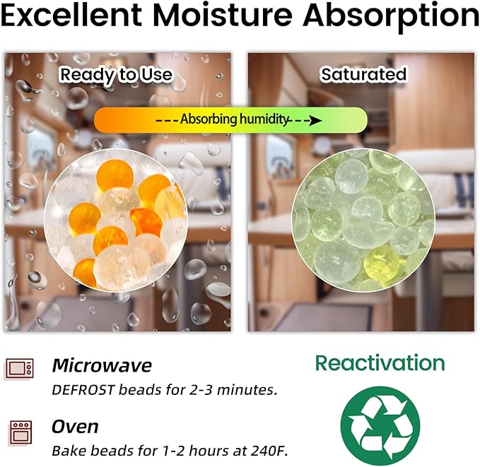 16Pcs 200g Desiccant Dehumidifier Bags, Rechargeable Indicating Silica Gel Beads, Gun Safe Dehumidifier, Desiccant Moisture Absorbers with Visible Window for Storage