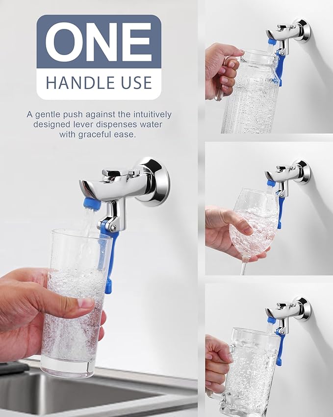 Glass Filler Faucet Wall Mount: WOWOW Push Water Bottle Filling Station Solid Brass, Commercial Water Filler Faucet for Bar, Diner, Cafe, Restaurant, Kitchen and Coffee Shop, 3/8 Male Inlet
