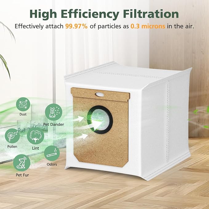 10 Pack Replacement Dust Bags for eufy L60 SES L50 SES Robot Vacuum, 2.5L Replacement Bags for Haier H9+, Conga Home 10000, 8090 Ultra, 9090 AI Vacuum Cleaner