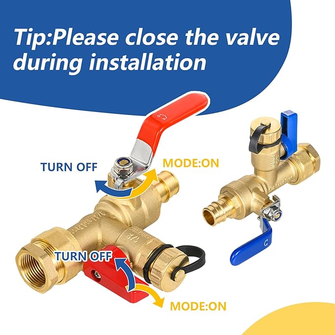 3/4 Inch GUOFIS IPS Tankless Water Heater Valve Kit with Pressure Relief Valve(3/4"FIPx 3/4" PEX-A Expansion F1960),1 Set Water Heater Valve Kit