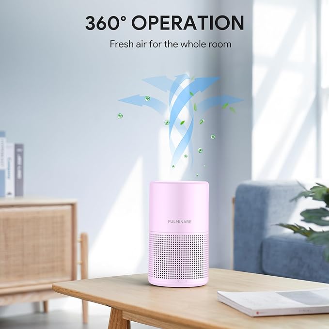 FULMINARE Air Purifiers for Bedroom H13 True HEPA Air Filter, Quiet Air Cleaner With Night Light, Portable Small Air Purifier for Home, Office, Living Room (Purple)