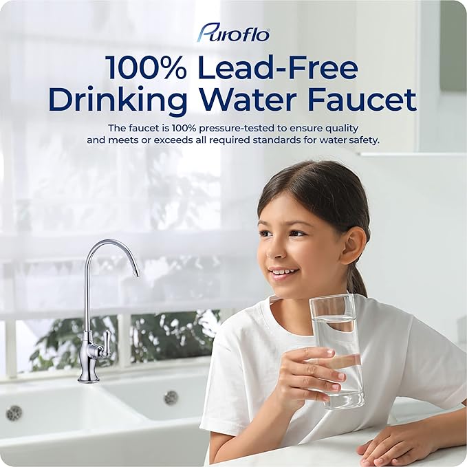 Brushed Nickel Reverse Osmosis Faucet, NSF Certified, Non‑Air Gap for Under Sink Water Filtration System, RO System Drinking Water Faucet, FLR-575BN