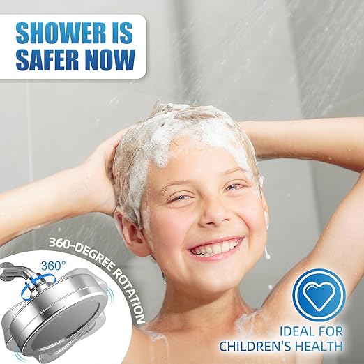 Filtered Shower Head High Pressure 15+2 Stage Filtration for Hard Water Softener Shower Heads Removes Chlorine & Harmful Substances - Vitamin C and E Infused Filter Showerhead for Skin Hair