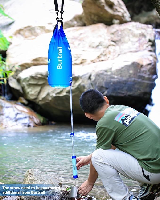 Ultra Gravity Water Bag, Compatible with Water Filter & Water Filtration System, Gravity Water Filter Bag for Camping Hiking Backpacking, Portable Foldable Hangable Design(8L/2Gal)