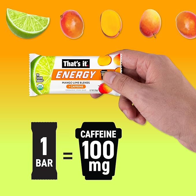 That’s it. Mango Lime Energy Mini Bars | 100mg Natural Caffeine |Mango Lime| Allergy-Friendly, Nut Free, Organic, Non-GMO, Gluten-Free Snacks | 15 Count
