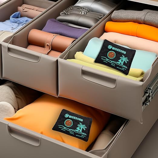 200g x 3pcs Rechargeable Desiccant Packs, Color Indicating Silica Gel Packets with Transparent Window, Moisture Absorbers,Reusable Dehumidifier Bags for Storage Safe Closet Basement Camera